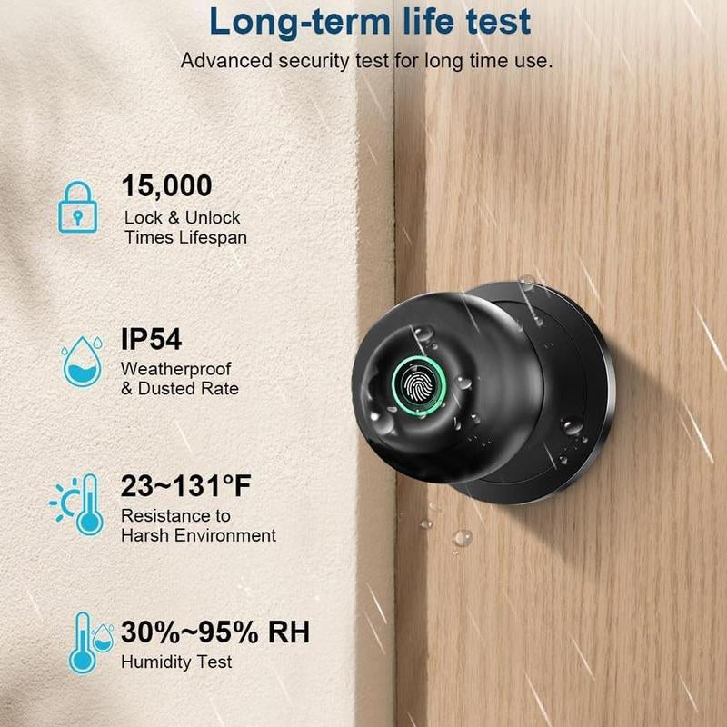 Fall CIEPOJIT Fingerprint Soor Lock, 1 Count Smart Door Knob with App/Keypad, Keyless Entry Smart Lock, Biometric Lock Great for Room, Garage, Apartment, Room Accessories, Stocking Fillers Gift
