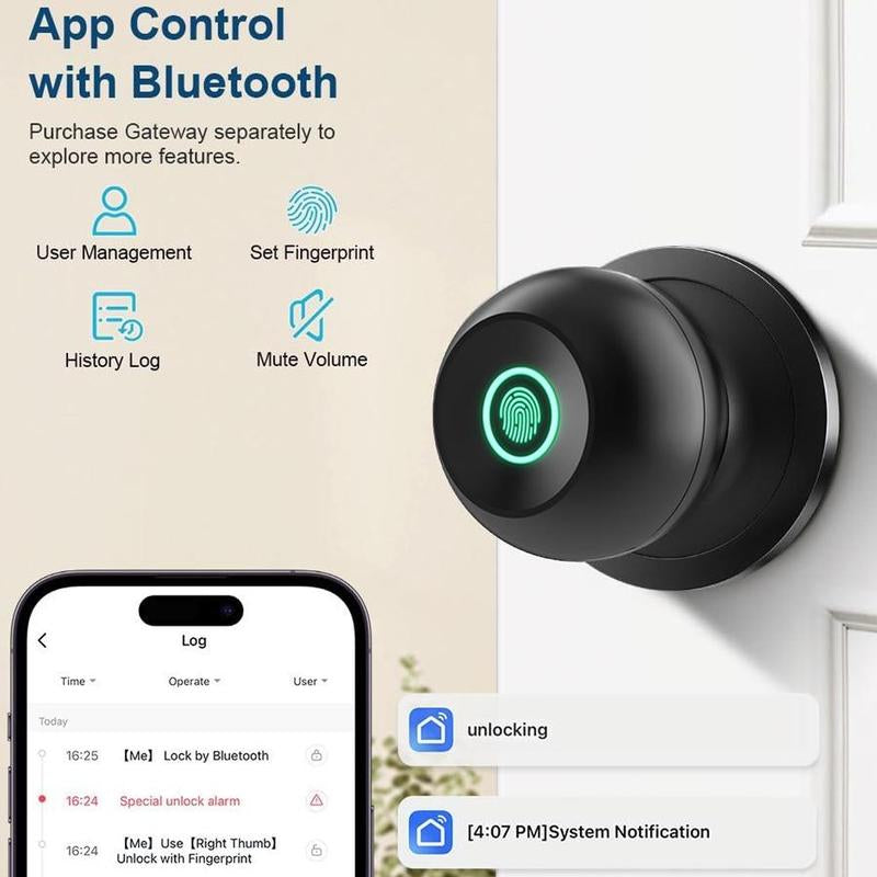 Fall CIEPOJIT Fingerprint Soor Lock, 1 Count Smart Door Knob with App/Keypad, Keyless Entry Smart Lock, Biometric Lock Great for Room, Garage, Apartment, Room Accessories, Stocking Fillers Gift
