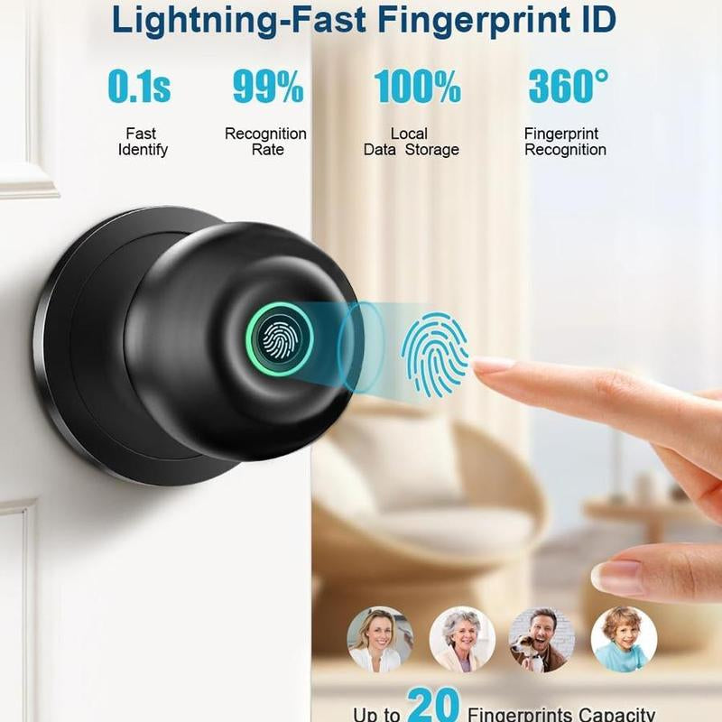 Fall CIEPOJIT Fingerprint Soor Lock, 1 Count Smart Door Knob with App/Keypad, Keyless Entry Smart Lock, Biometric Lock Great for Room, Garage, Apartment, Room Accessories, Stocking Fillers Gift