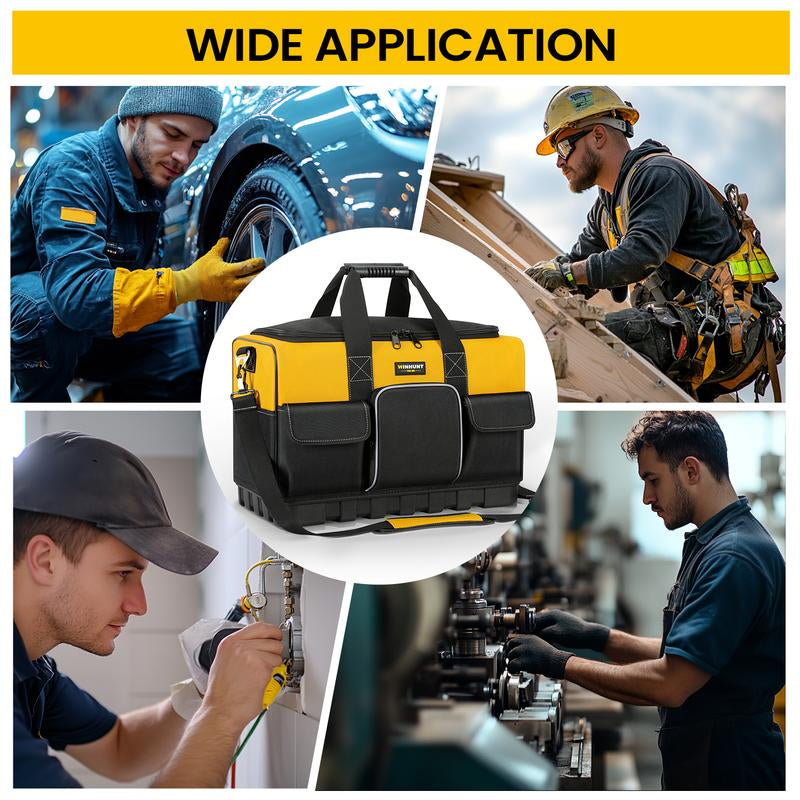 WINHUNT Tool Bag, 20-Inch Tool Organisers, 600 Denier Large Tool Bag for Home DIY & Equipment Storage, Yellow and Black