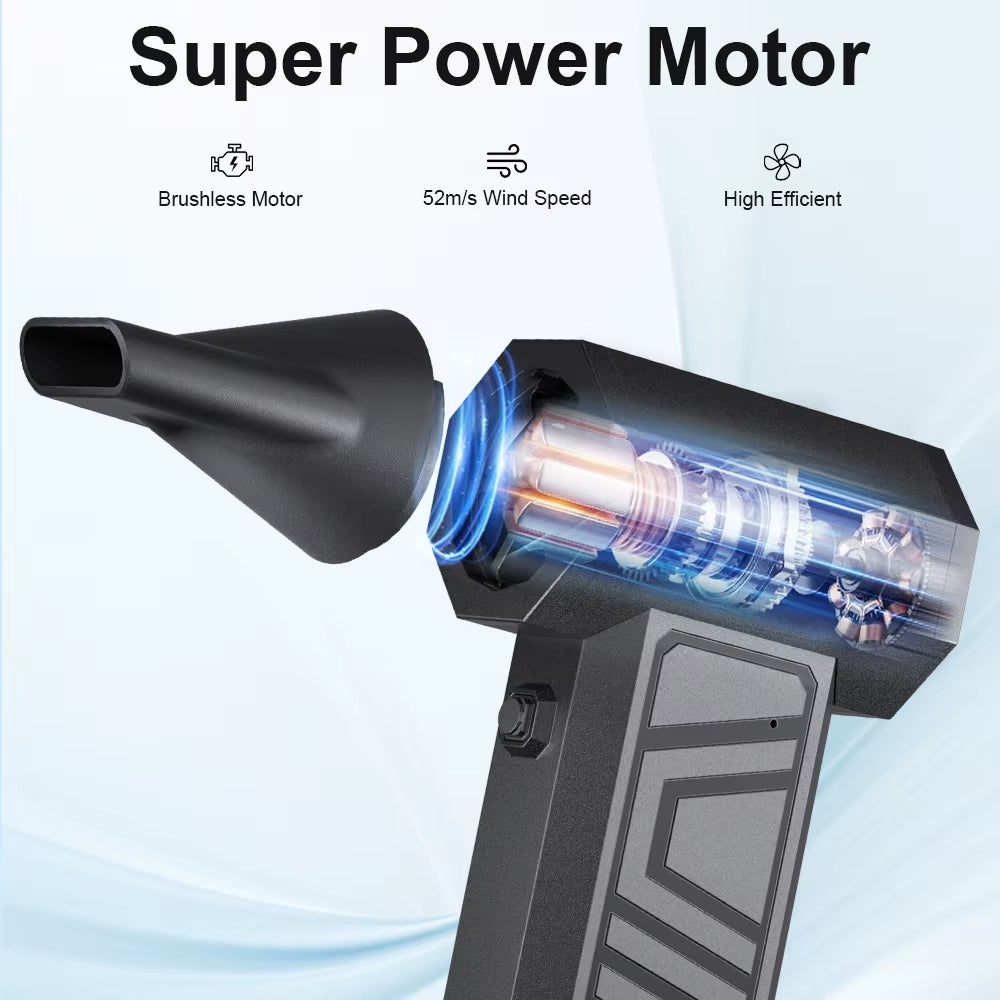 Powerful Electric Air Duster: Turbo Jet Fan with 5 Nozzles for Ultimate Cleaning Efficiency - 130000RPM Portable Type-C Charging