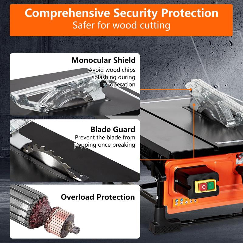 Unlock Your Woodworking Potential with the GARVEE Portable 8-Inch Table Saw - 3576RPM Cutting Speed, Precision 24T Blade, and Superior Dust Collection!