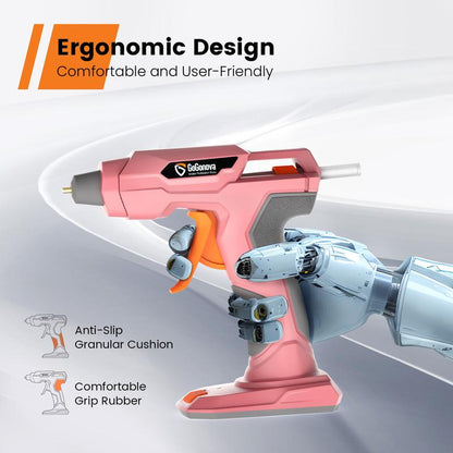 【Halloween Must-Haves】Gogonova Glue Gun, 20S Fast Preheating Anti-Drip Cordless Glue Gun, 2Ah USB-C Rechargeable with 25 Pcs Mini Glue Sticks, Smart Power-Off Tool Rubber Portable Handle