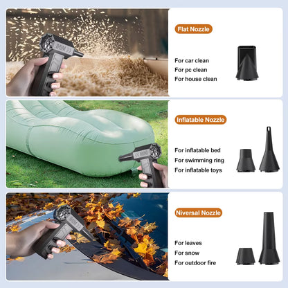 Powerful Electric Air Duster: Turbo Jet Fan with 5 Nozzles for Ultimate Cleaning Efficiency - 130000RPM Portable Type-C Charging