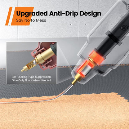 【Halloween Must-Haves】Gogonova Glue Gun, 20S Fast Preheating Anti-Drip Cordless Glue Gun, 2Ah USB-C Rechargeable with 25 Pcs Mini Glue Sticks, Smart Power-Off Tool Rubber Portable Handle