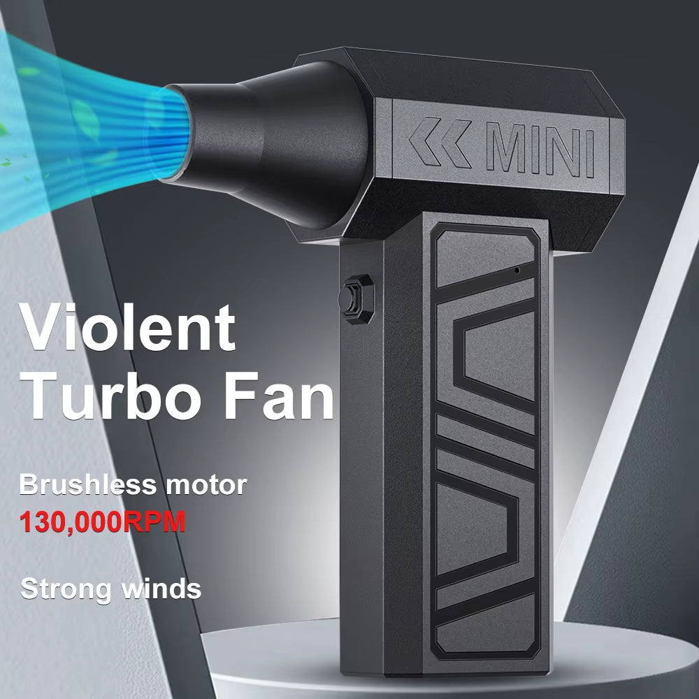 Powerful Electric Air Duster: Turbo Jet Fan with 5 Nozzles for Ultimate Cleaning Efficiency - 130000RPM Portable Type-C Charging