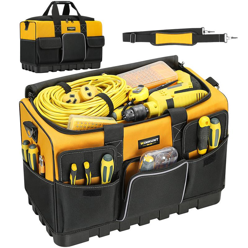 WINHUNT Tool Bag, 20-Inch Tool Organisers, 600 Denier Large Tool Bag for Home DIY & Equipment Storage, Yellow and Black
