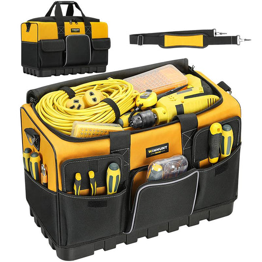 WINHUNT Tool Bag, 20-Inch Tool Organisers, 600 Denier Large Tool Bag for Home DIY & Equipment Storage, Yellow and Black