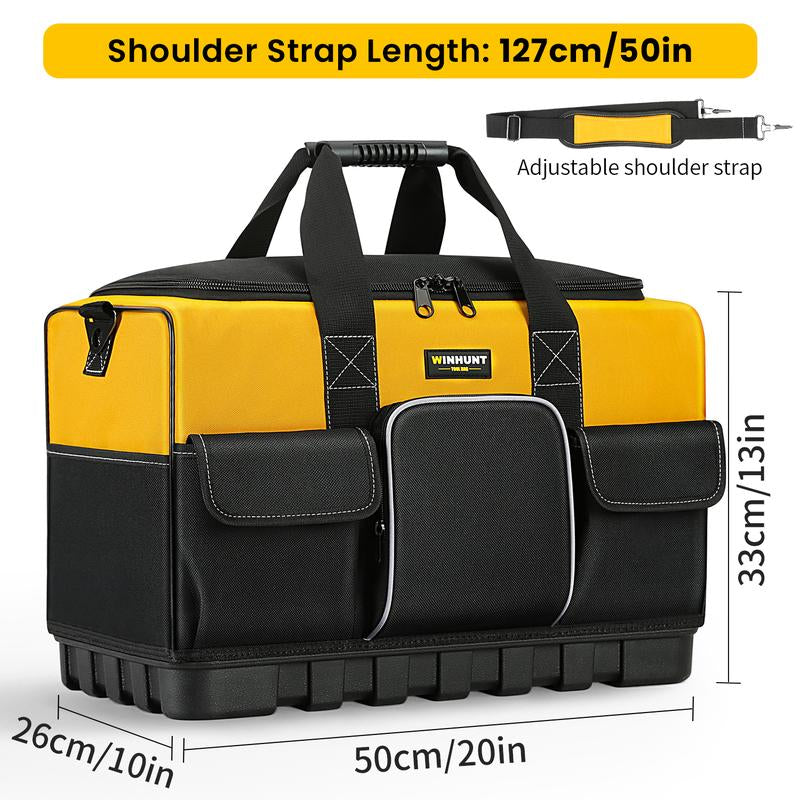 WINHUNT Tool Bag, 20-Inch Tool Organisers, 600 Denier Large Tool Bag for Home DIY & Equipment Storage, Yellow and Black
