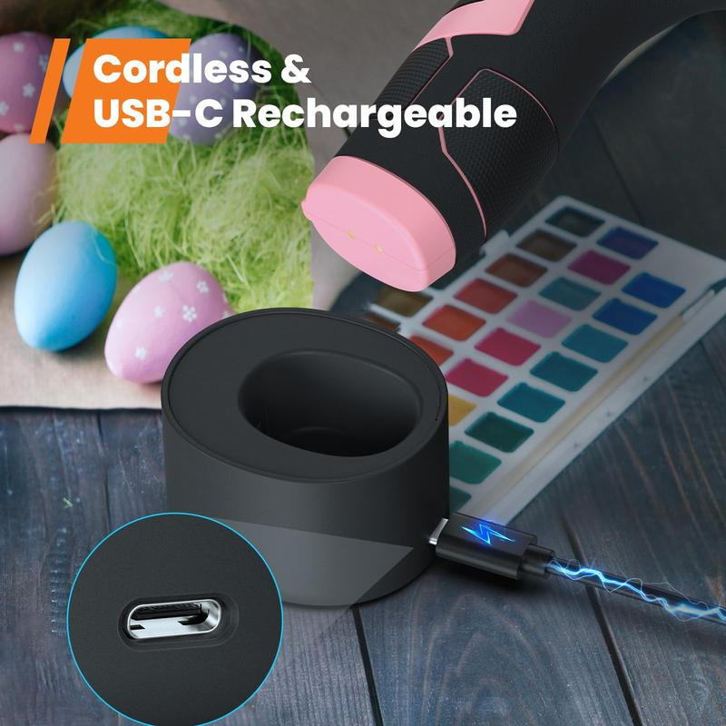 【Halloween Must-Haves】Gogonova Glue Gun, 20S Fast Preheating Anti-Drip Cordless Glue Gun, 2Ah USB-C Rechargeable with 25 Pcs Mini Glue Sticks, Smart Power-Off Tool Rubber Portable Handle